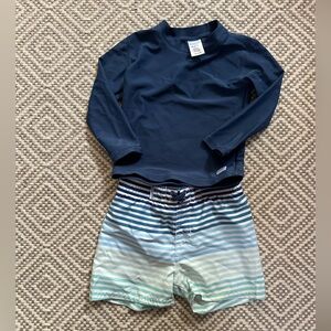 RuggedButts Toddler Swim Trunks Rash Guard 18-24 Months